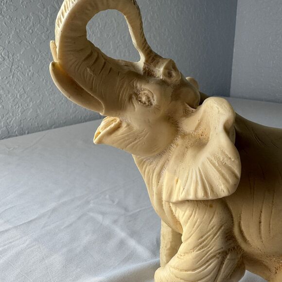 Hand Carved Solid Stone Elephant Wild Africa Jungle Animal Figure 8”x8” Detailed - Picture 5 of 9
